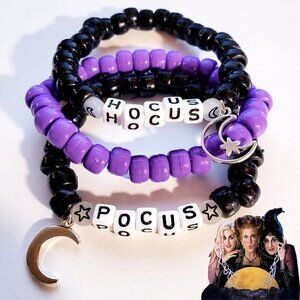 Handmade Halloween Hocus Pocus Glow in Dark Stacked Charm Kandi Bracelets